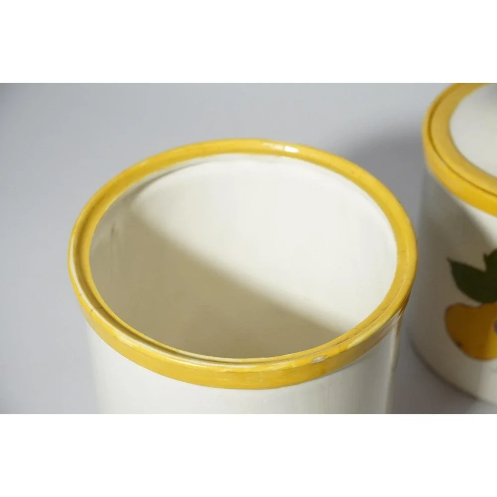 Vintage Liz YDE Ceramic Pottery Food Storage Cookie Jars, Grapes, Pears,‎ Yellow